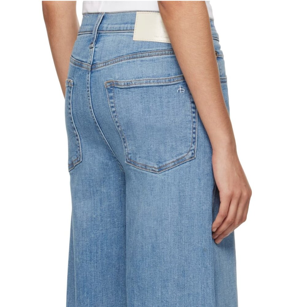 Rag & Bone | Sofie Raw Cut Hem High Waist Wide Leg Ankle Stretch Denim Jeans - Picture 4 of 14